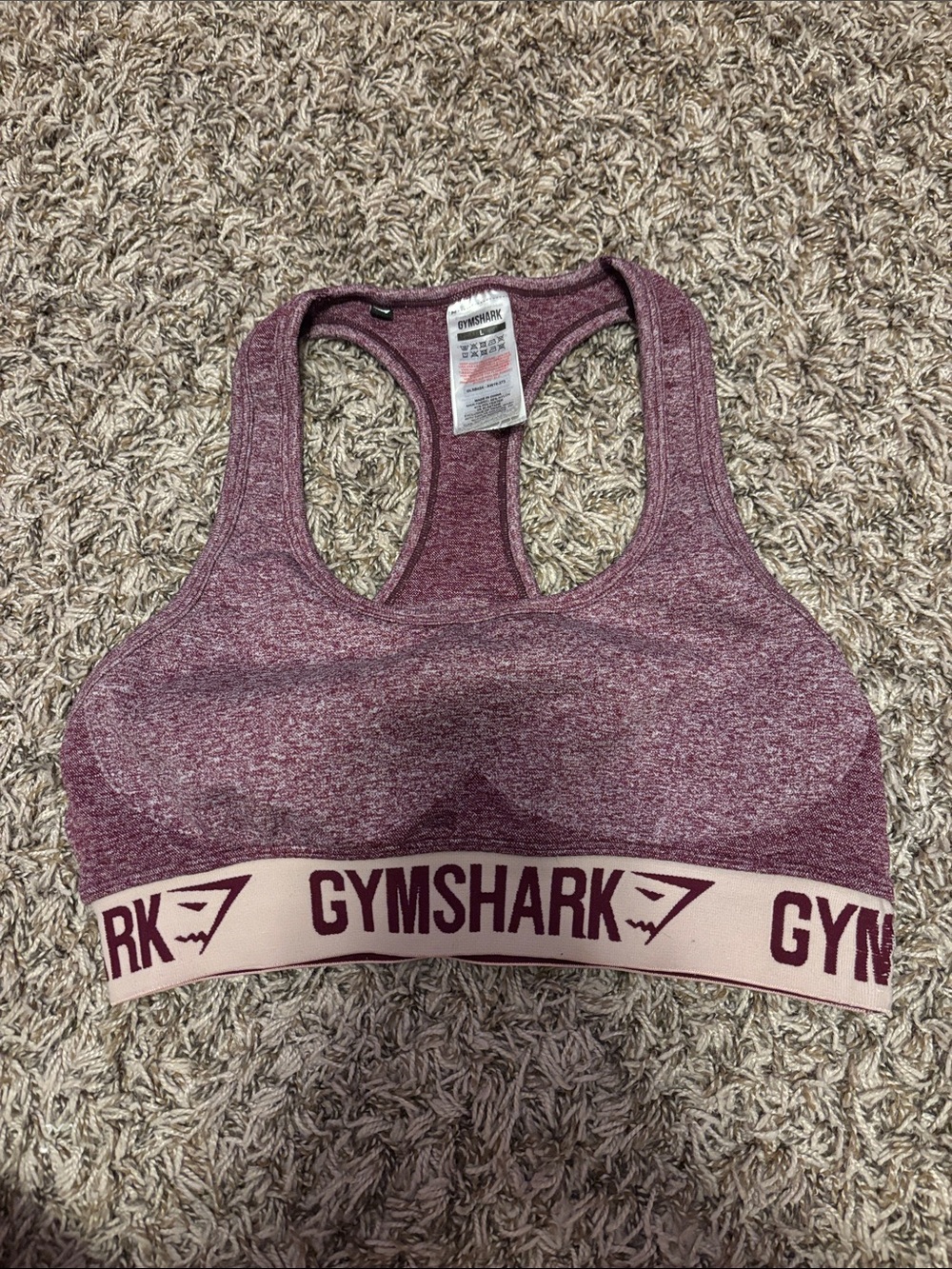 Gymshark Seamless Racerback Sports Bra - Heather Mauve with Pink Band
